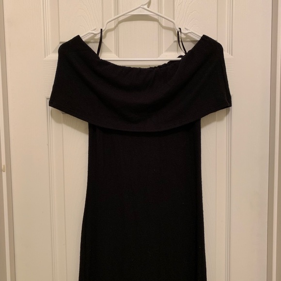 NWT Lulus NYTT Foldover Off Shoulder Maxi Dress Black - Picture 5 of 6